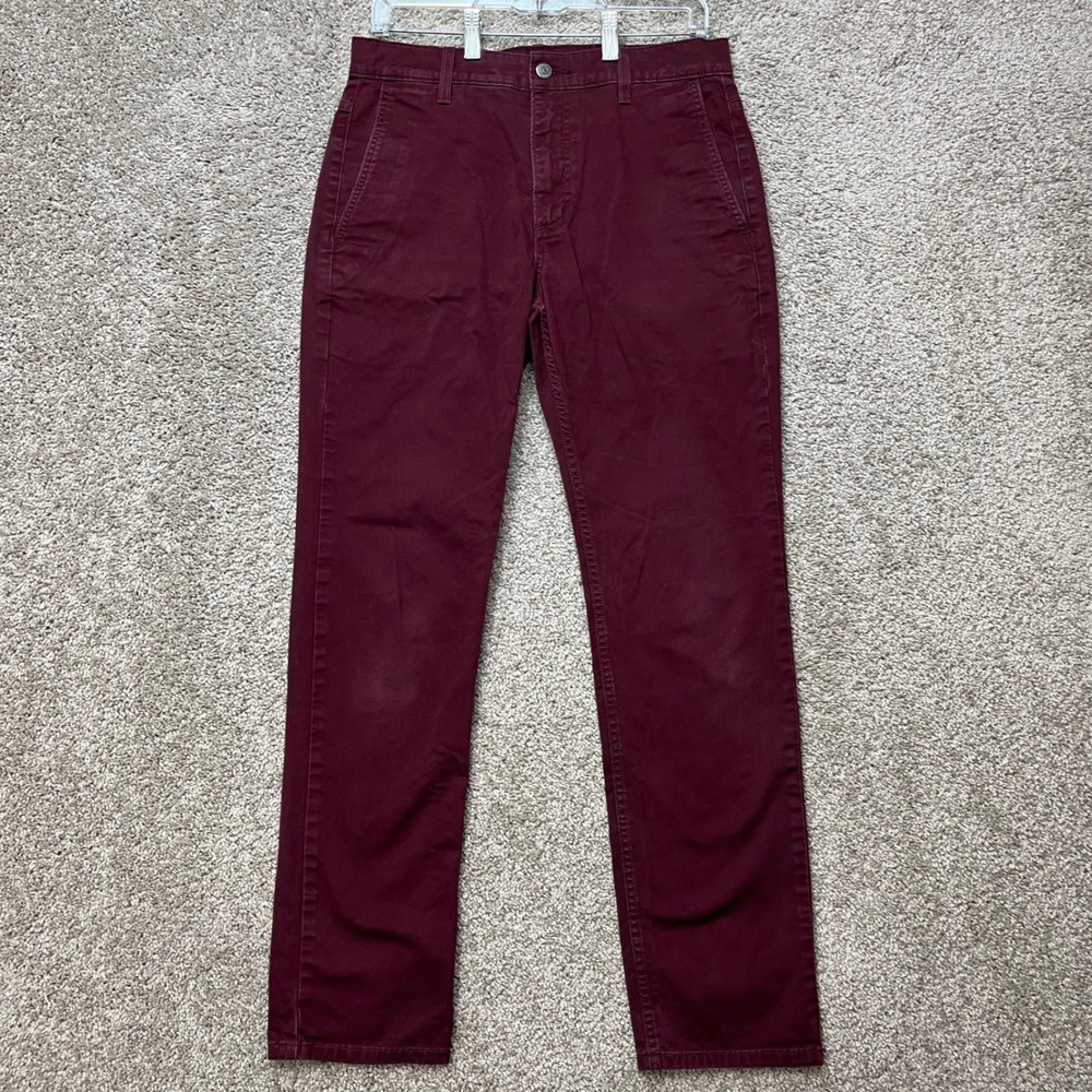 Levi's 511 Slim Fit Pants Men 30x32 Burgundy Maroon Stretch Chino Flat Front EUC